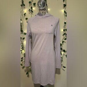 Lavender Long Sleeve Hooded Knit dress with Chest Pocket